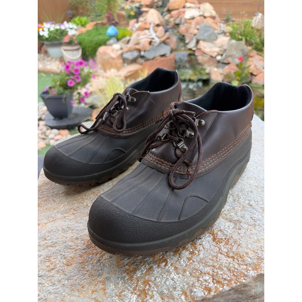 Vintage LL Bean Storm Chaser Duck Boots Mens 12 Wide Brown Leather Waterproof - Picture 4 of 8